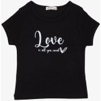 Breeze Kız Çocuk Pamuklu Love Yazılı T-Shirt - 13 - 14 Yaş - Siyah