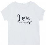 Breeze Kız Çocuk Pamuklu Love Yazılı T-Shirt - 8 - 9 Yaş - Beyaz