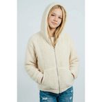Breeze Kız Çocuk Polar Hırka Kapüşonlu Fermuarlı Cepli 8-14 Yaş, Krem
