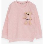 Breeze Kız Çocuk Sweatshirt Ayıcık Aksesuarlı 1.5-5 Yaş, Somon Melanj - 2 Yaş