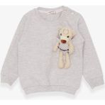 Breeze Kız Çocuk Sweatshirt Ayıcık Aksesuarlı Bej Melanj (1.5-5 Yaş) - 4 Yaş