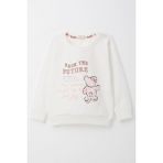 Breeze Kız Çocuk Sweatshirt Ayıcık & Yazı Baskılı 1.5-5 Yaş, Ekru - 1,5 Yaş