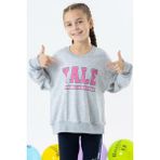Breeze Kız Çocuk Sweatshirt Baskılı Gri Melanj (8-14 Yaş) - 8 Yaş