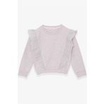 Breeze Kız Çocuk Sweatshirt Beli Lastikli 4-8 Yaş, Bej Melanj