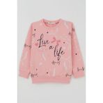 Breeze Kız Çocuk Sweatshirt Fiyonk & Kalp Baskılı 3-8 Yaş, Pembe - 4 Yaş