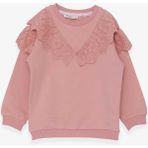 Breeze Kız Çocuk Sweatshirt Güpürlü 4-8 Yaş, Pudra