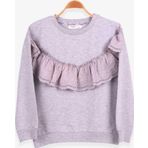 Breeze Kız Çocuk Sweatshirt Güpürlü 6-12 Yaş, Gri Melanj