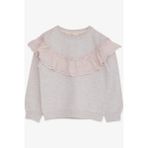 Breeze Kız Çocuk Sweatshirt Güpürlü Bej Melanj (6-12 Yaş) - 6 Yaş