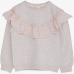 Breeze Kız Çocuk Sweatshirt Güpürlü Bej Melanj (6-12 Yaş) - 9 Yaş