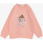 Breeze Kız Çocuk Sweatshirt Havalı Kız Baskılı 1.5-5 Yaş, Somon - 2 Yaş