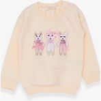 Breeze Kız Çocuk Sweatshirt Hayvancık Baskılı Krem (1.5-5 Yaş) - 1,5 Yaş - Krem Rengi