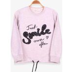Breeze Kız Çocuk Sweatshirt İncili Taşlı Beli Bağcıklı 6-12 Yaş, Bej Melanj