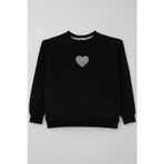 Breeze Kız Çocuk Sweatshirt Işıltılı Kalp Masalı Inci Işlemeli 9-14 Yaş, Siyah