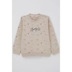 Breeze Kız Çocuk Sweatshirt Kalp Desenli Yazı Baskılı 1.5-5 Yaş, Bej - 2 Yaş