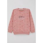Breeze Kız Çocuk Sweatshirt Kalp Desenli Yazı Baskılı 1.5-5 Yaş, Gülkurusu - Gül Kurusu - 4 Yaş
