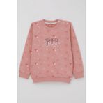 Breeze Kız Çocuk Sweatshirt Kalp Desenli Yazı Baskılı 1.5-5 Yaş, Gülkurusu