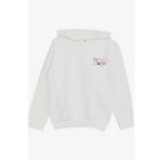 BREEZE Kız Çocuk Sweatshirt Kanguru Cepli Yazı Baskılı Güpürlü 3-8 Yaş, Ekru