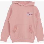 Breeze Kız Çocuk Sweatshirt Kanguru Cepli Yazı Baskılı Güpürlü 3-8 Yaş, Gülkurusu - Gül Kurusu - 3 Yaş