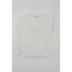 Breeze Kız Çocuk Sweatshirt Kelebek Aplike Nakışlı 8-12 Yaş, Ekru - 8 Yaş