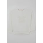 Breeze Kız Çocuk Sweatshirt Kelebek Aplike Nakışlı 8-12 Yaş, Ekru