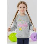 Breeze Kız Çocuk Sweatshirt Kelebek Baskılı 3-8 Yaş, Açık Gri Melanj - 3 Yaş