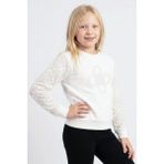 Breeze Kız Çocuk Sweatshirt Kolları Çiçek Aplike Işlemeli File Detaylı 5-10 Yaş, Ekru