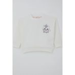 Breeze Kız Çocuk Sweatshirt Minik Taçlı Kedi Prenses Baskılı Sırt Baskı Detaylı 1.5-5 Yaş, Ekru - 3 Yaş