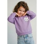 Breeze Kız Çocuk Sweatshirt Minik Taçlı Kedi Prenses Baskılı Sırt Baskı Detaylı 1.5-5 Yaş, Lila - 3 Yaş