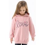 Breeze Kız Çocuk Sweatshirt Nakışlı Yazı Baskılı Pudra (2-6 Yaş) - 5 Yaş