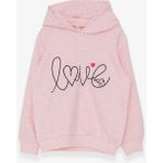 Breeze Kız Çocuk Sweatshirt Nakışlı Yazı Baskılı Somon Melanj (2-6 Yaş) - 4 Yaş