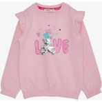 Breeze Kız Çocuk Sweatshirt Pullu Ayıcık Aksesuarlı Simli Yazı Baskılı 1.5-5 Yaş, Pembe - 1,5 Yaş