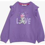 Breeze Kız Çocuk Sweatshirt Pullu Ayıcık Aksesuarlı Simli Yazı Bazkılı 1.5-5 Yaş, Eflatun - 1,5 Yaş