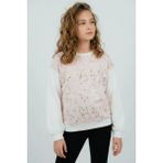Breeze Kız Çocuk Sweatshirt Pullu Kelebek Işlemeli Tülü Çiçek Detaylı 8-12 Yaş, Pembe - 10 Yaş