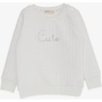 Breeze Kız Çocuk Sweatshirt Pullu Yazı Baskılı 1.5-5 Yaş, Kırık Beyaz - 1,5 Yaş