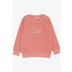Breeze Kız Çocuk Sweatshirt Pullu Yazı Baskılı 1.5-5 Yaş, Somon