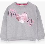 Breeze Kız Çocuk Sweatshirt Pullu Yazı Baskılı 4-8 Yaş, Açık Gri Melanj - 4 Yaş