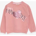 Breeze Kız Çocuk Sweatshirt Pullu Yazı Baskılı Gülkurusu (4-8 Yaş) - 4 Yaş - Gül Kurusu