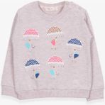 Breeze Kız Çocuk Sweatshirt Şemsiyeli Kız Baskılı Bej Melanj (1.5-5 Yaş) - 4 Yaş