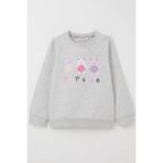 Breeze Kız Çocuk Sweatshirt Sevimli Ayıcıklar Baskılı 1.5-5 Yaş, Açık Gri Melanj - 1,5 Yaş