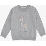 Breeze Kız Çocuk Sweatshirt Sevimli Ceylan Baskılı 1.5-5 Yaş, Gri Melanj - 2 Yaş