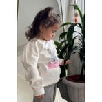 BREEZE Kız Çocuk Sweatshirt Sevimli Simli Tavşancık Baskılı 1.5-5 Yaş, Ekru - 2 Yaş