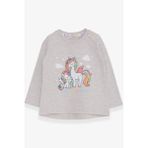 Breeze Kız Çocuk Sweatshirt Sevimli Unicorn Baskılı 1-4 Yaş, Bej Melanj - 1,5 Yaş