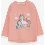 Breeze Kız Çocuk Sweatshirt Sevimli Unicorn Baskılı 1-4 Yaş, Somon - 1,5 Yaş