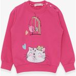 Breeze Kız Çocuk Sweatshirt Simli Kedicik Baskılı 1.5-5 Yaş, Pembe - 1,5 Yaş