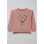 Breeze Kız Çocuk Sweatshirt Simli Kurdeleli Kalp Baskılı 9-14 Yaş, Gülkurusu - Gül Kurusu - 10 Yaş