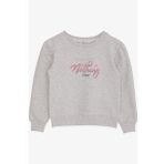 Breeze Kız Çocuk Sweatshirt Simli Yazı Baskılı 8-14 Yaş, Bej Melanj