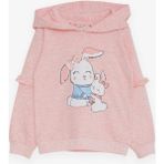 Breeze Kız Çocuk Sweatshirt Tavşancık Baskılı Somon Melanj (1.5-5 Yaş) - 1,5 Yaş