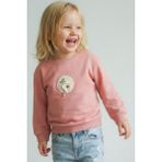 Breeze Kız Çocuk Sweatshirt Triko Çiçek Aplike Armalı 2-6 Yaş, Gülkurusu - Gül Kurusu - 5 Yaş