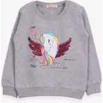 Breeze Kız Çocuk Sweatshirt Unicorn Baskılı Gri Melanj (2-6 Yaş) - 2 Yaş