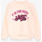 Breeze Kız Çocuk Sweatshirt Yazı Baskılı 9-14 Yaş, Krem - 11 Yaş - Krem Rengi